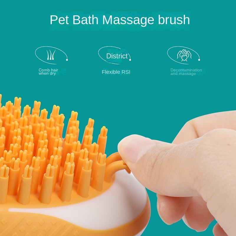 Dog Cat Bath Brush 2-in-1 Pet SPA Massage Comb Soft Silicone Pets Shower Hair Grooming Cmob Dog Cleaning Tool Pet Products - Woofie Zone