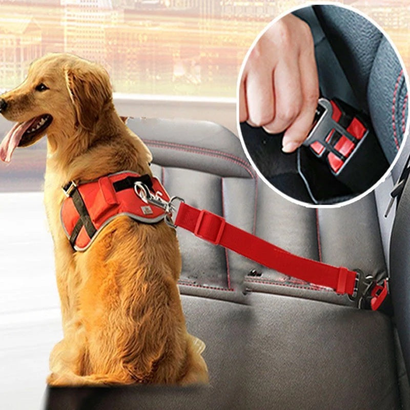 Adjustable Pet Cat Dog Car Seat Belt Pet Seat Vehicle Dog Harness Lead Clip Safety Lever Traction Dog Collars Dogs Accessoires Pets Products - Woofie Zone