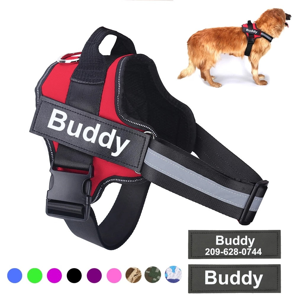 Personalized Dog Harness NO PULL Reflective Breathable Adjustable Pet Harness Vest For Small Large Dog Custom Patch Pet Supplies - Woofie Zone